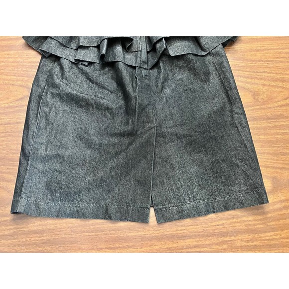 Bisou Bisou Denim Straight Ruffles Knee Length Pencil Skirt Women Size 12 Slit - Picture 5 of 10